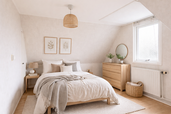 Scandinavisch ingerichte zolderkamer.png